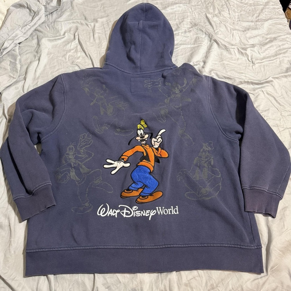 Disney Parks Hoodie Mens XL Blue Goofy Walt Disney World Full Zip Graphic - Picture 6 of 10
